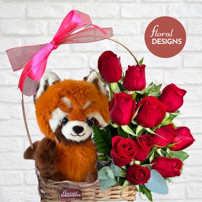 Arreglo ternura de panda rojo