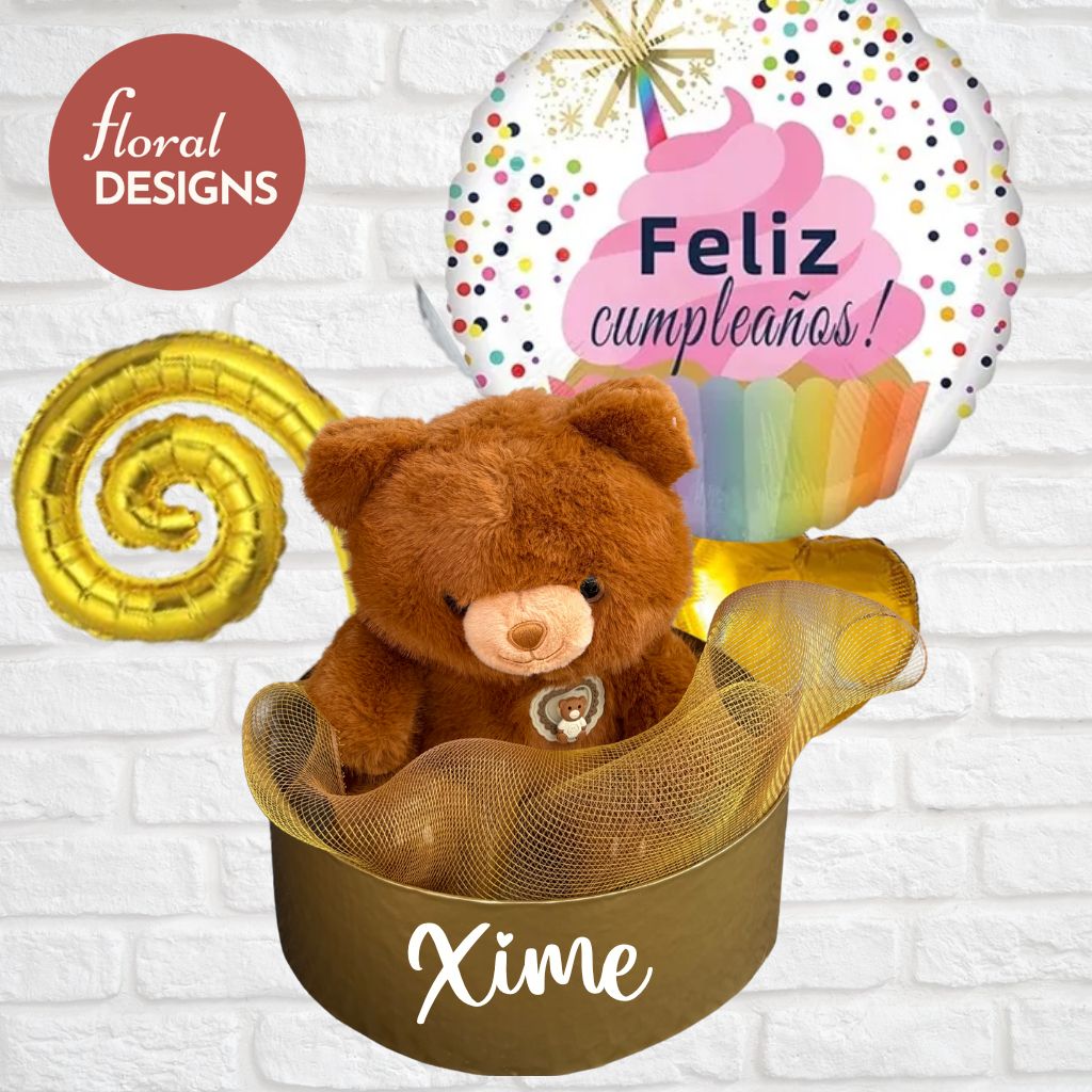 Arreglo de globos y peluche