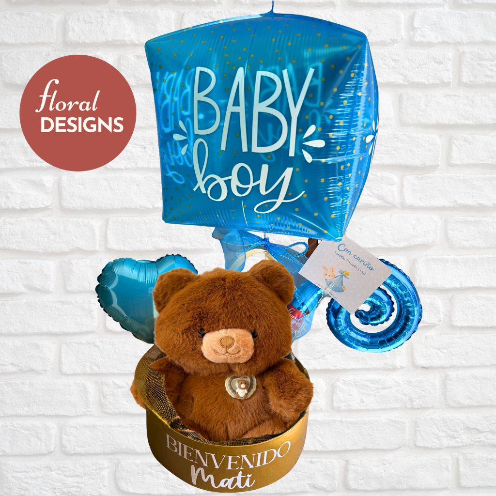 Arreglo de globos y peluche
