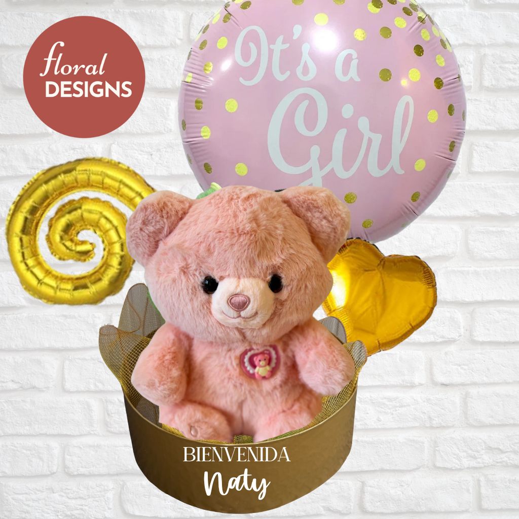 Arreglo de globos y peluche