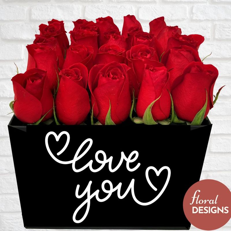 Caja de 25 rosas personalizada