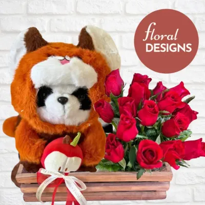Arreglo de Pandita disfrazado + rosas 🐼🌹