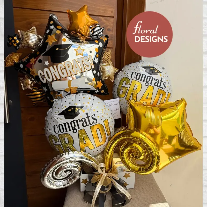 Arreglo de globos BL0012 Con caja de 8 Chocolates Ferrero Rocher