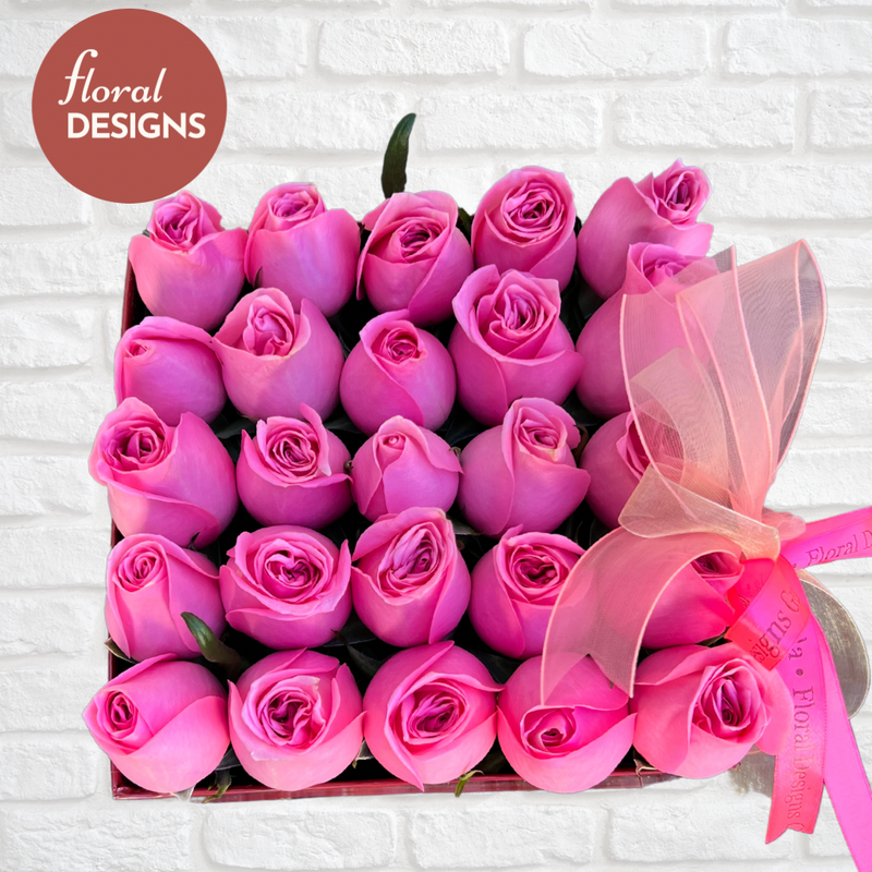 Caja de 25 rosas personalizada 