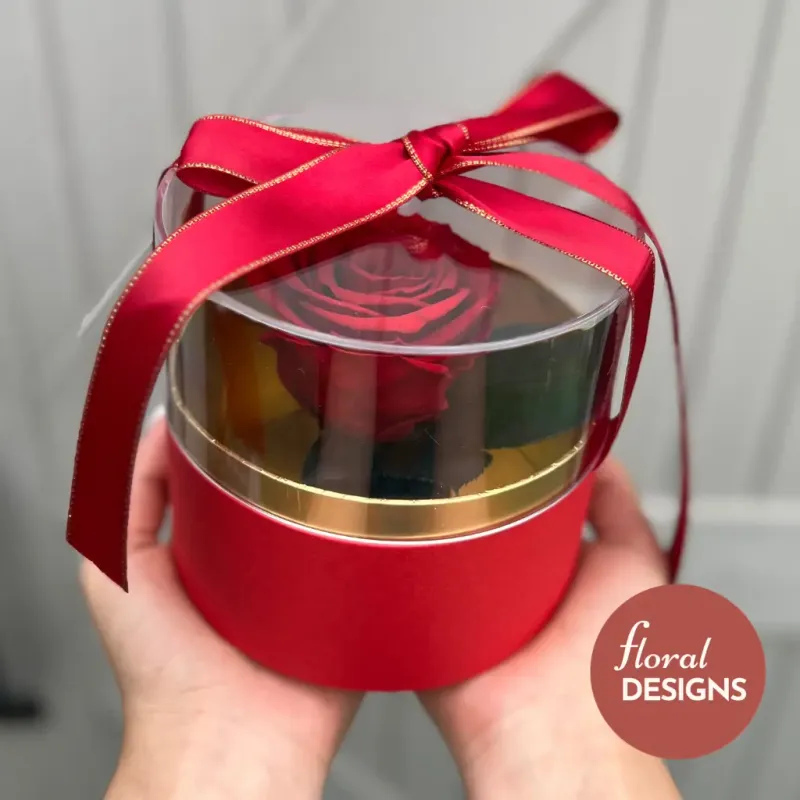 Rosa Preservada en Caja acrílica 🌹 Rojo