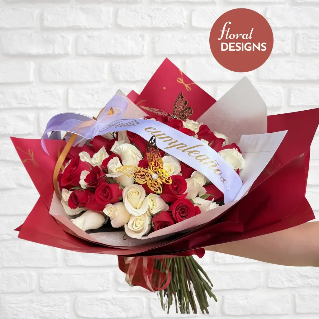 Love bouquet de 72 rosas + listón personalizado