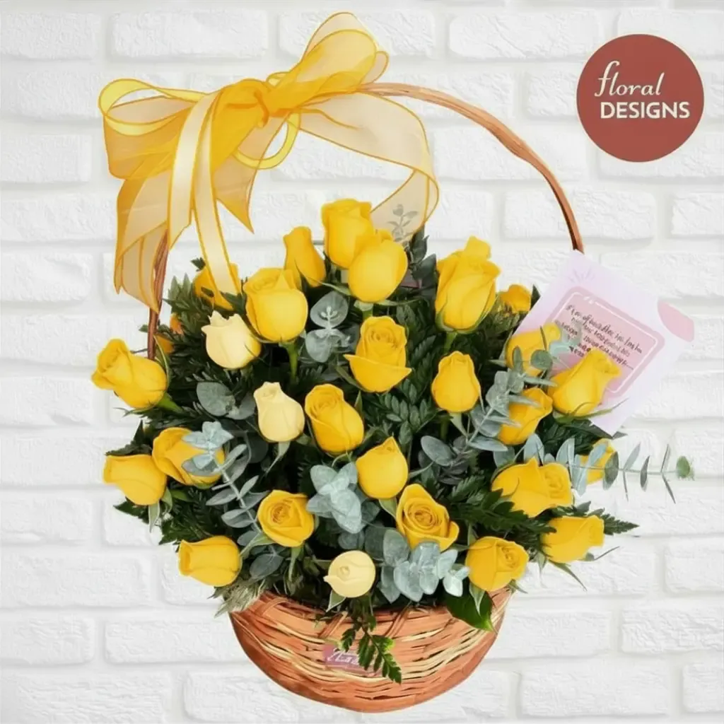 Cesta de 48 rosas amarillas