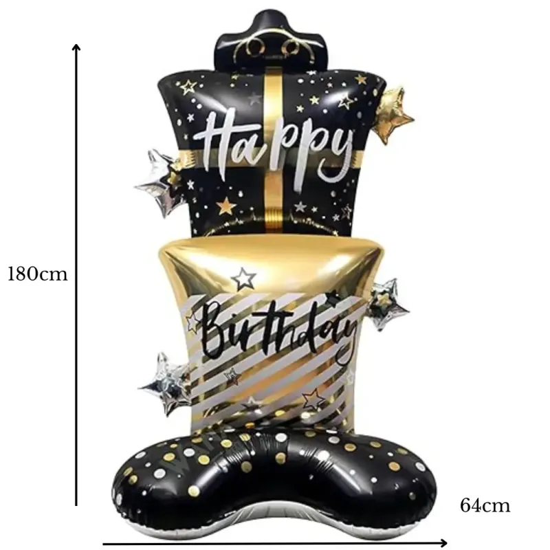 Standing Balloon Torre de Regalos Black and Gold