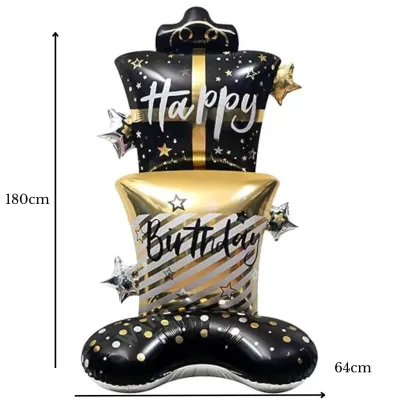 Standing Balloon Torre de Regalos Black and Gold