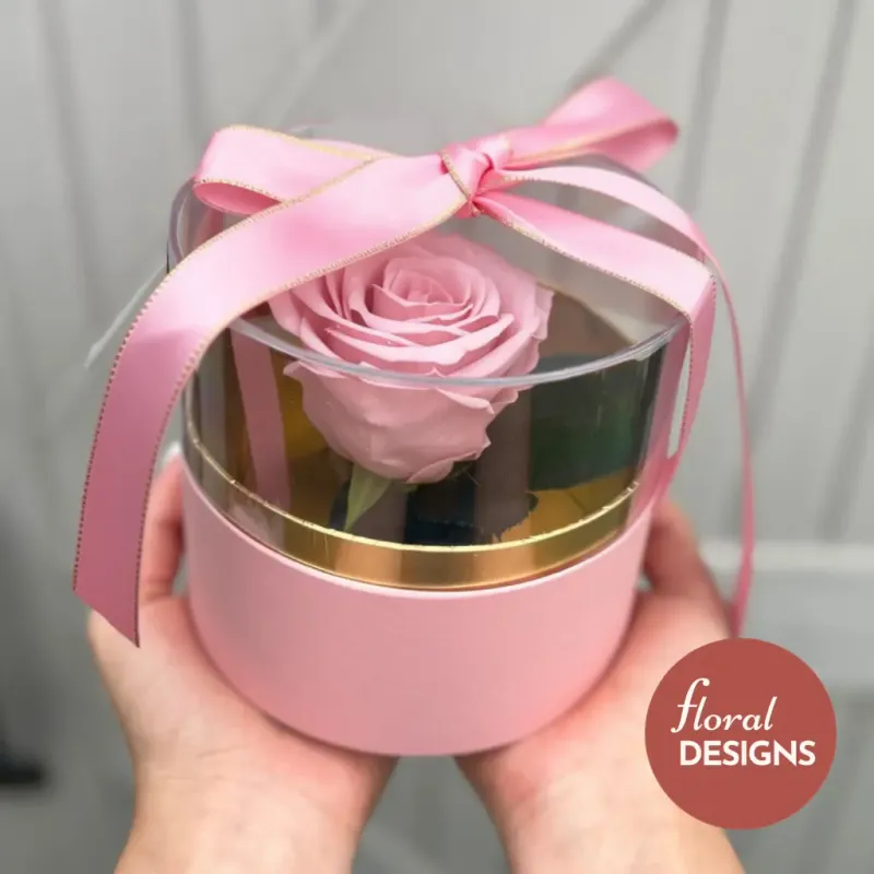 Rosa Preservada en Caja acrílica 🌷 Rosada