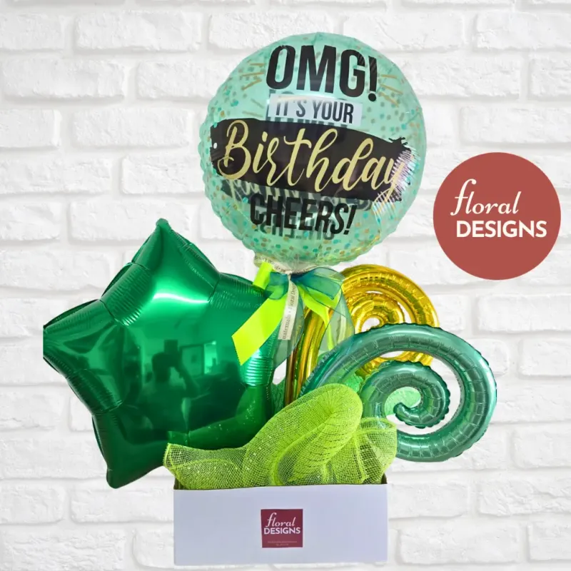 Arreglo de globos OMG