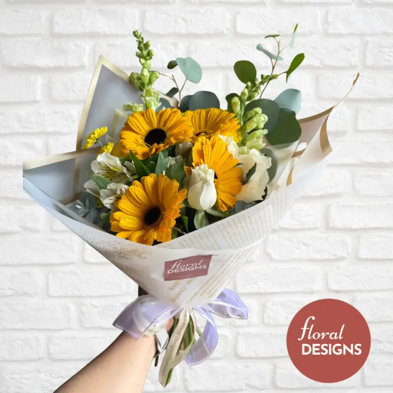Bouquet Florencia | Ramo de Gerberas Amarillas y Rosas Blancas