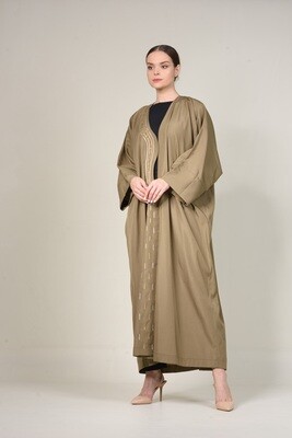 Classic Abaya with Wavey Embellished Side Collar