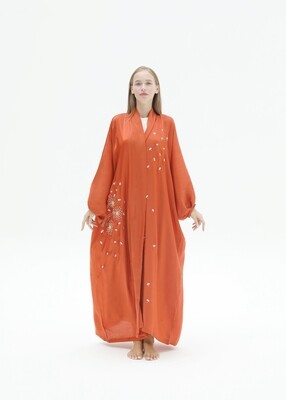 Butterfly abaya with floral embroidery all over