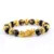 Feng Shui Obsidian Stone Beads Bracelet Men Women Wristband Gold Colour Pixiu Black Six Character Proverbs Wealth and Good Luck