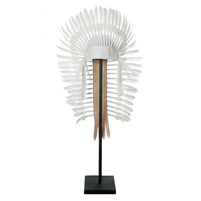 INDIAN HEADDRESS ON STAND WHITE