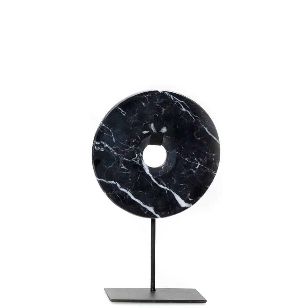 BLACK MARBLE DISC ON STAND-L DECORATION