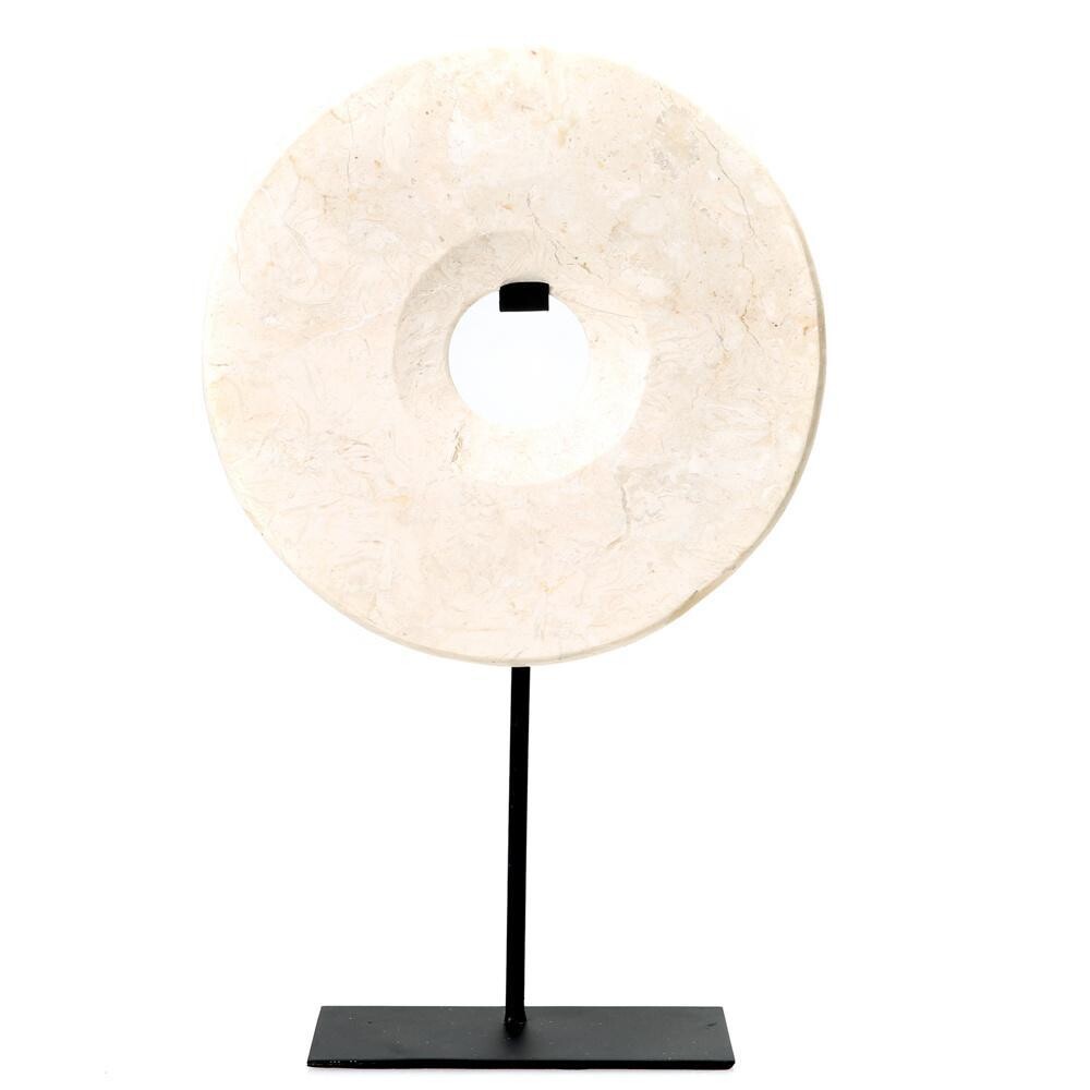 WHITE MARBLE DISC ON STAND-M DECORATION