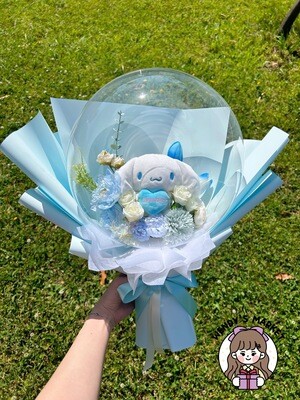 Balloon Plush Bouquet (Personalised Heart Sanrio)