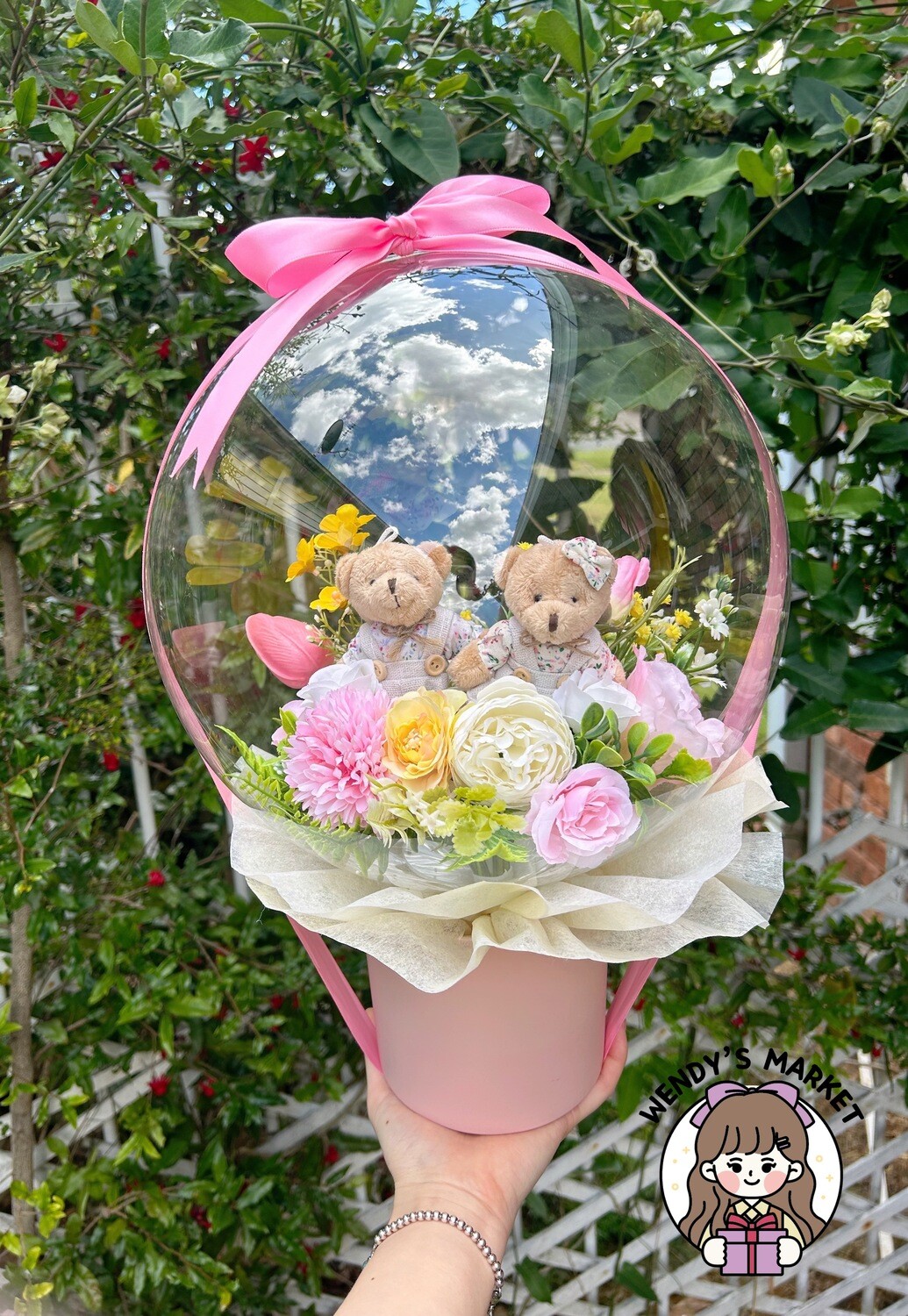 Plush Balloon Box (Couple Teddy Bears)