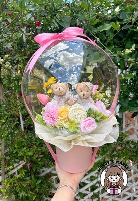 Plush Balloon Box (Couple Teddy Bears)