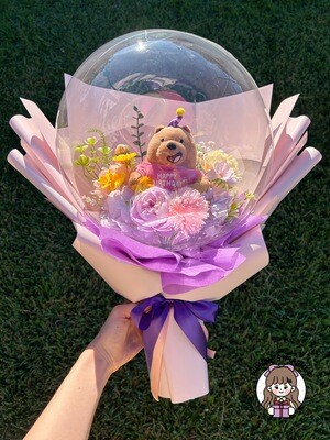 HBD Grizzly Bear Balloon Bouquet