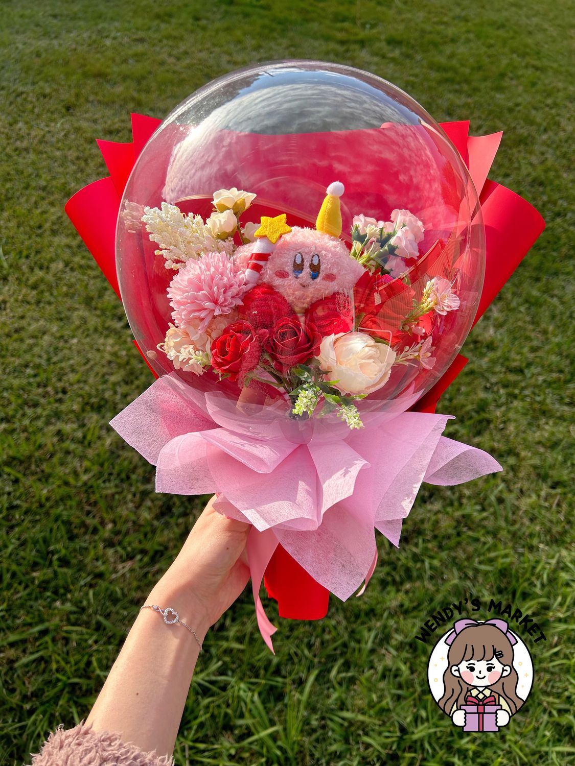 Small Plush Balloon Bouquet (Kirby)