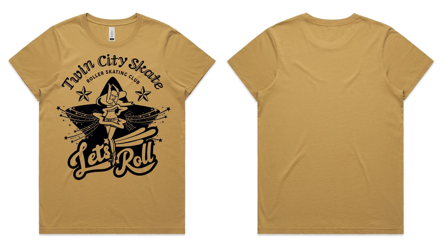LIMITED EDITION 1 Year &#39;Let&#39;s Roll&#39; Spinning Skater Women&#39;s Tee (Faded Mustard)