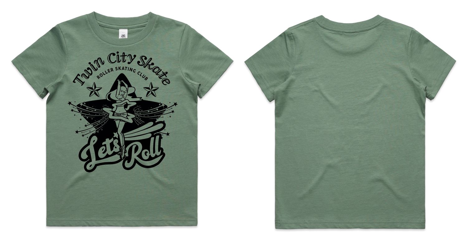 LIMITED EDITION 1 Year &#39;Let&#39;s Roll&#39; Spinning Skater Kids&#39; Tee - Sage (Green)
