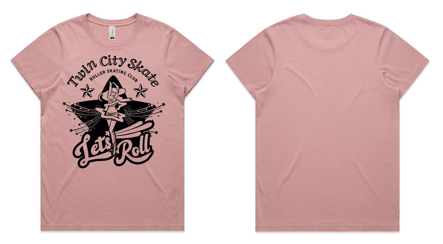 LIMITED EDITION 1 Year &#39;Let&#39;s Roll&#39; Spinning Skater Women&#39;s Tee (Faded Rose)