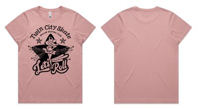 LIMITED EDITION 1 Year &#39;Let&#39;s Roll&#39; Spinning Skater Women&#39;s Tee (Faded Rose)