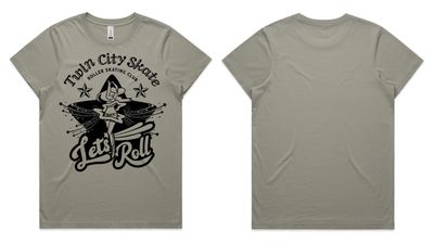 LIMITED EDITION 1 Year &#39;Let&#39;s Roll&#39; Spinning Skater Women&#39;s Tee (Faded Dust)