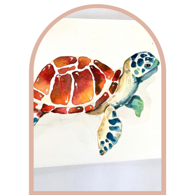 Watercolour sea turtle class