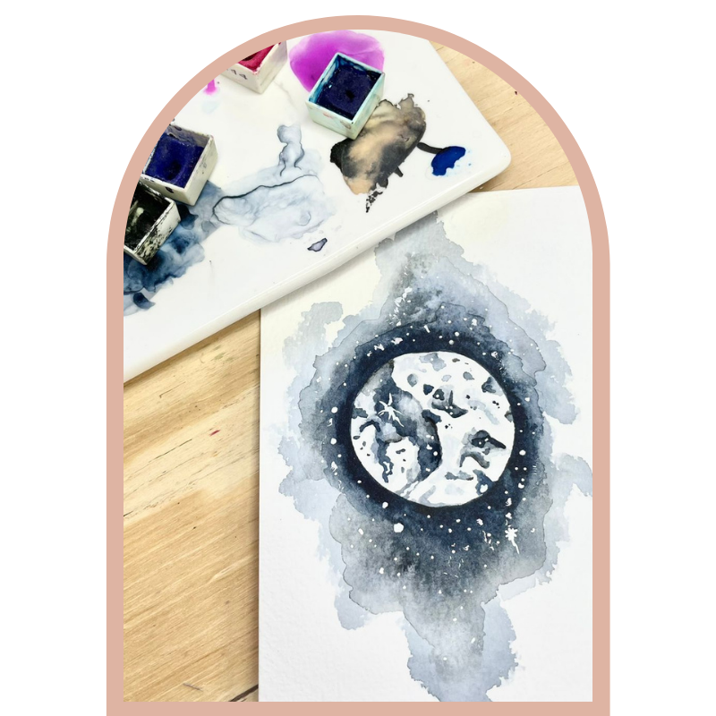 Watercolour midnight moon class