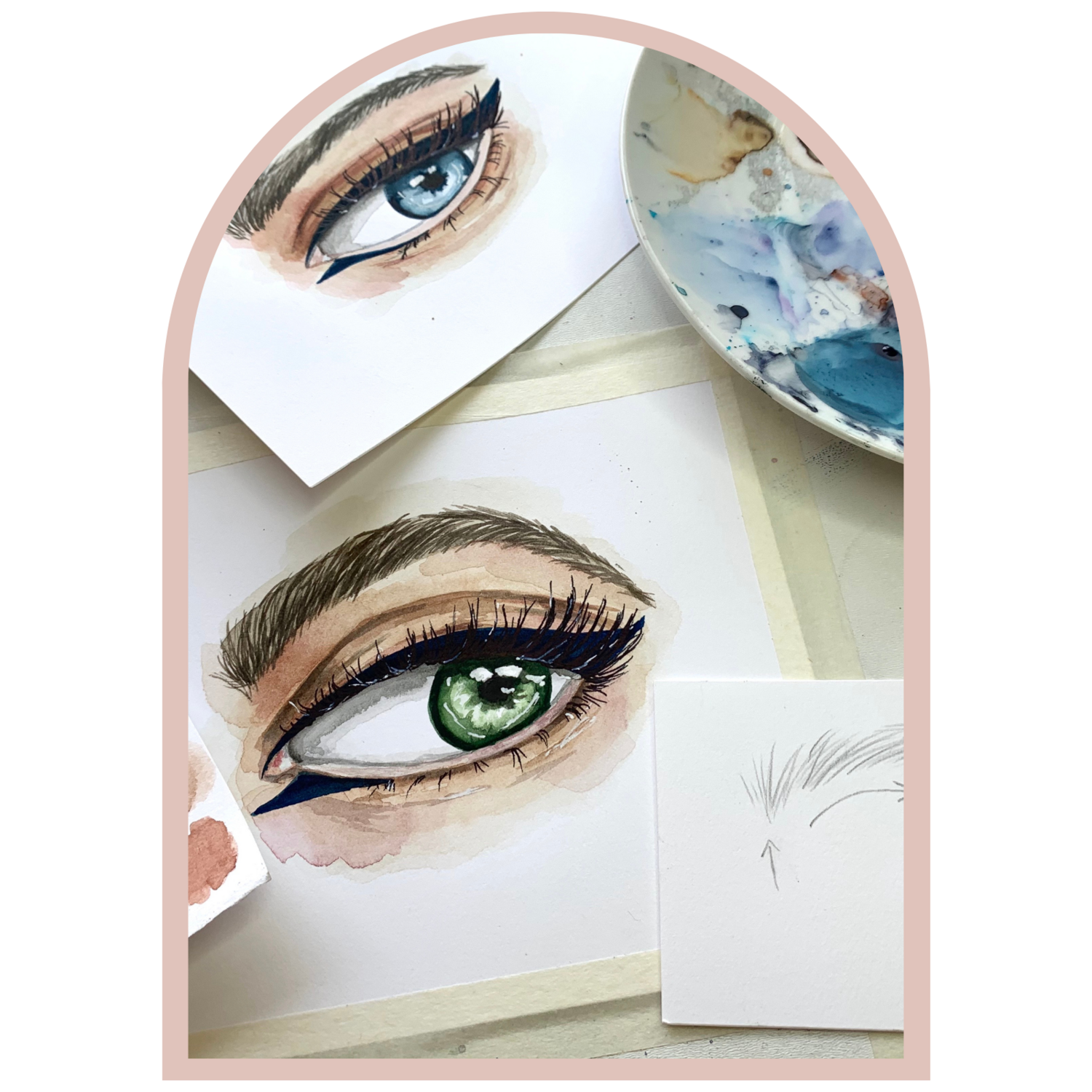 Basic eye drawing & watercolour skin tones Zoom Class