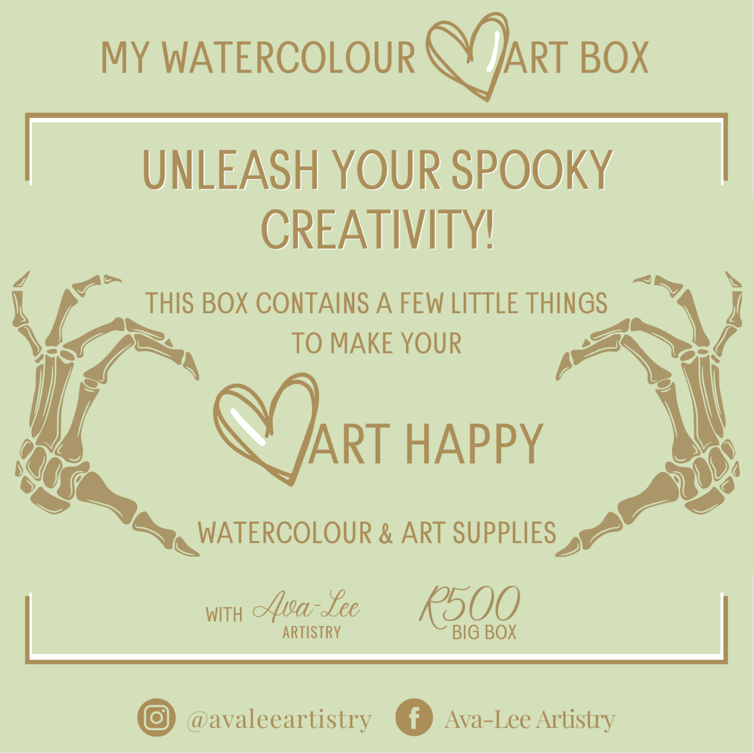 Watercolour Heart box. Unleash your spooky creativity.