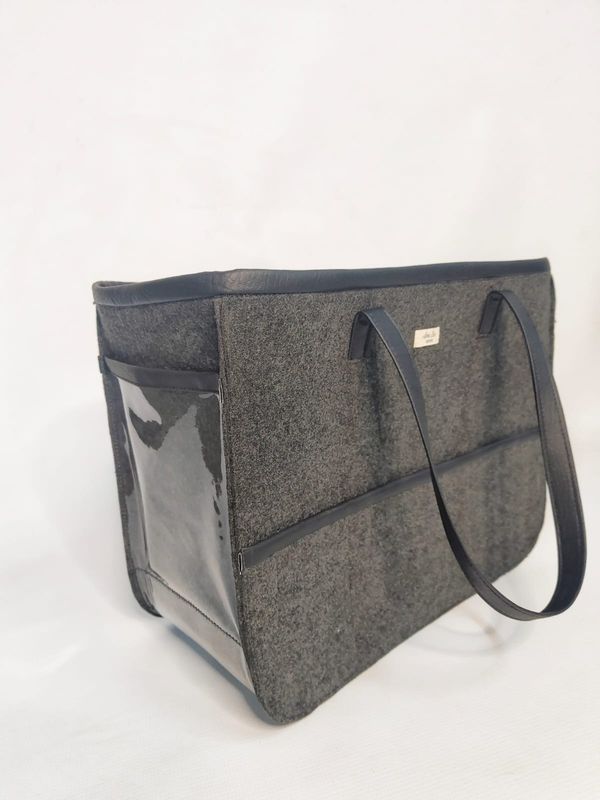 Standard charcoal art bag with black trimming.