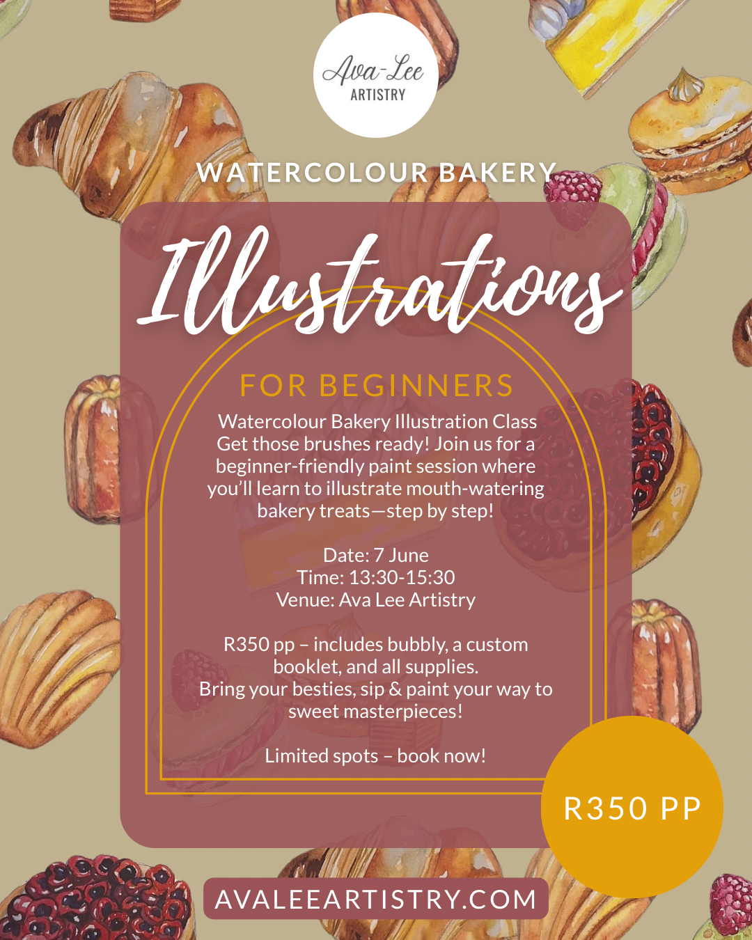 Watercolour bakery illustrations