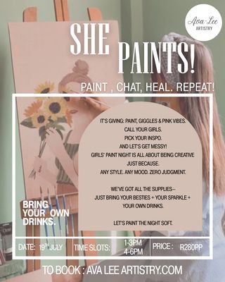 She paints! (1-3 pm time slot)