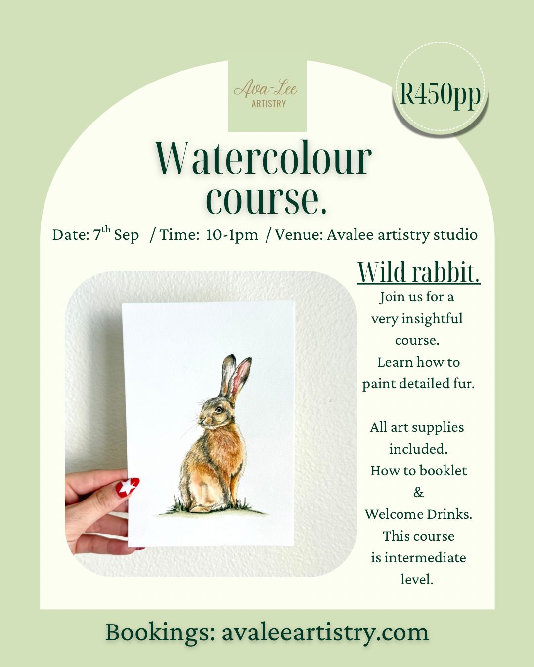Wild rabbit watercolour course