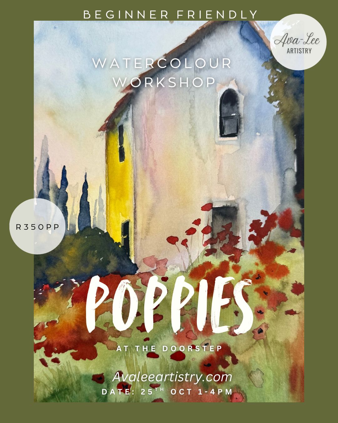 Poppies at the doorstep watercolour class