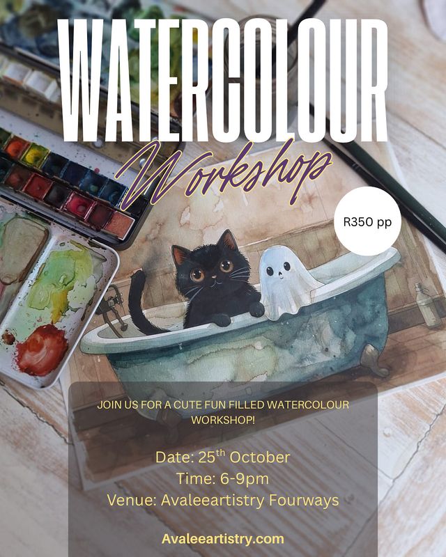 Watercolour ghost &amp; kitty