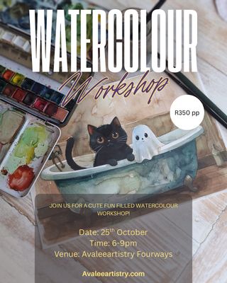 Watercolour ghost &amp; kitty
