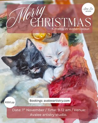 Watercolour Christmas kittens