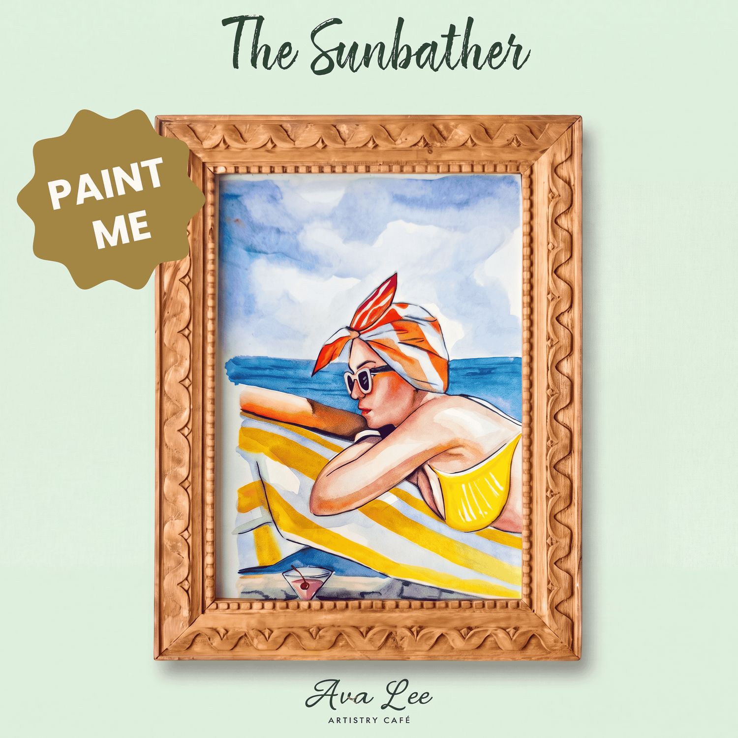 Aperitif Watercolour - Sunbathed girl.