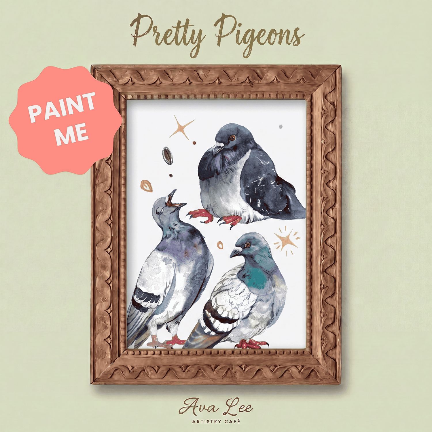 Grande Watercolour - Pretty pigeons