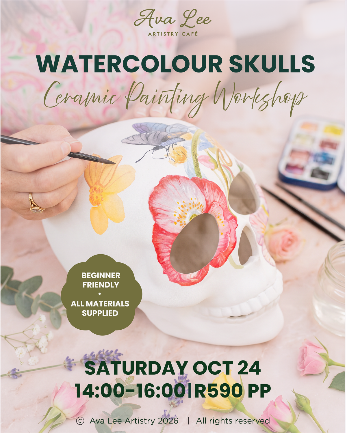 Watercolour skulls