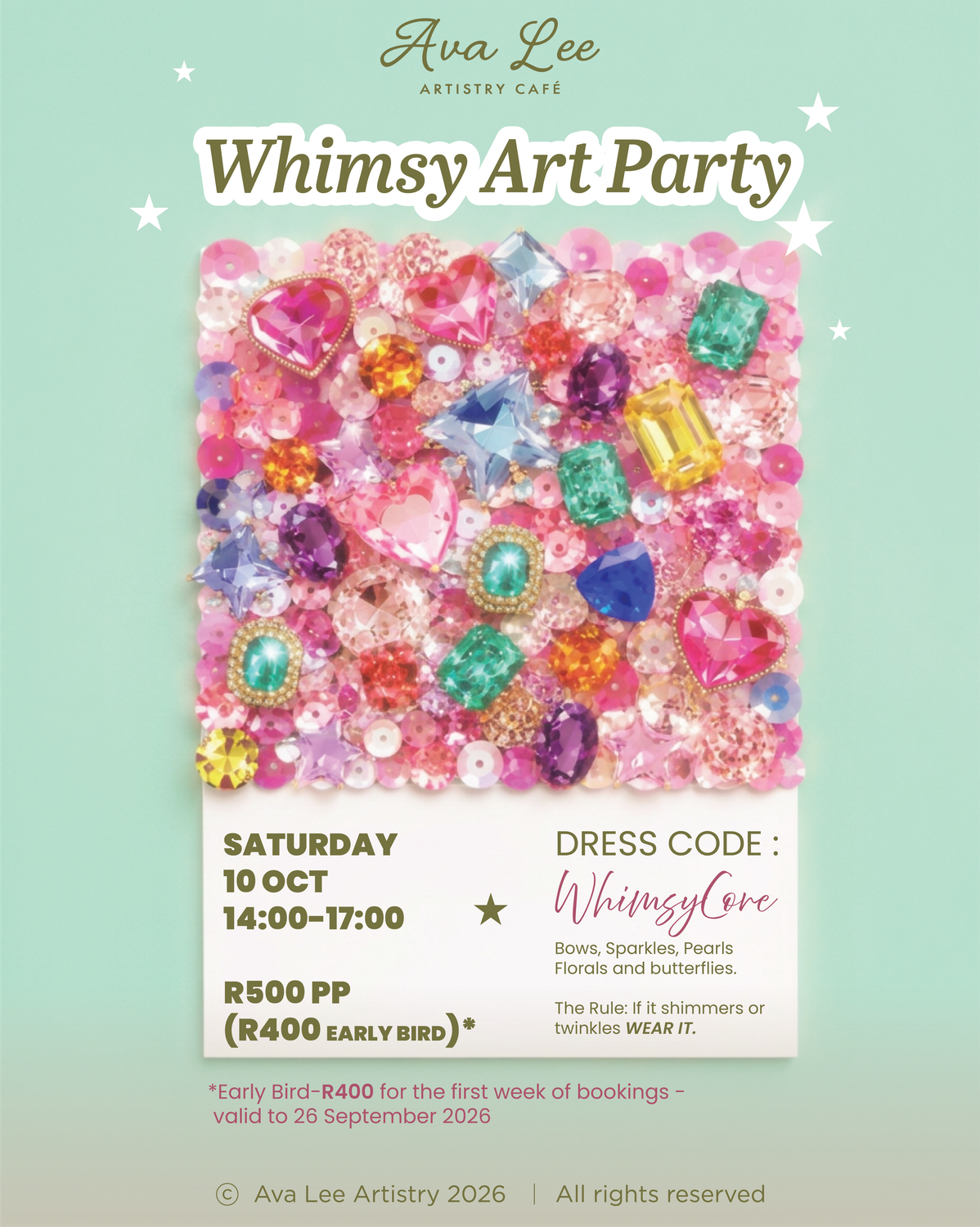 Whimsy art party Early bird sale.