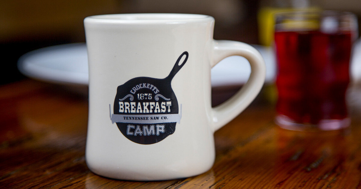 Crockett's Breakfast Camp Skillet Logo Mug