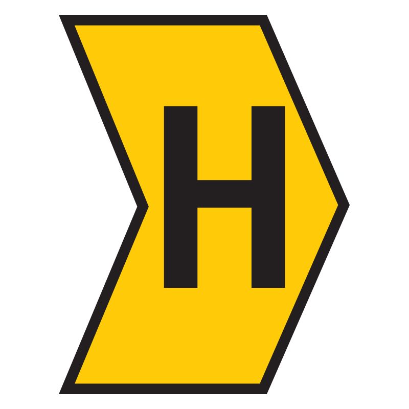 Marker Helagrip 2-5mm Yellow Marked H (500/Pkt)